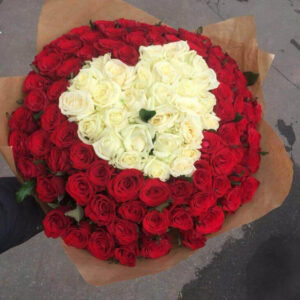 101 роз с сердце,101 красной розы с выкладкой "сердце"