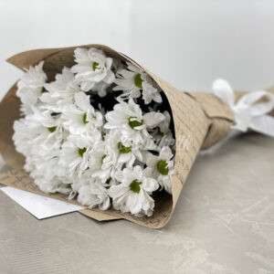 Букет из 5 белых кустовых хризантем