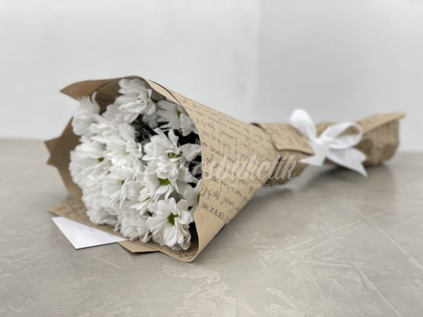 Букет из 5 белых кустовых хризантем — изображение 2