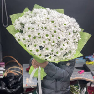 Букет из 19 белых кустовых хризантем