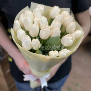 Букет из 21 белых тюльпанов