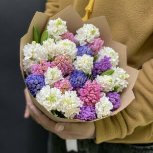 Букет из 25 микс гиацинтов в крафте