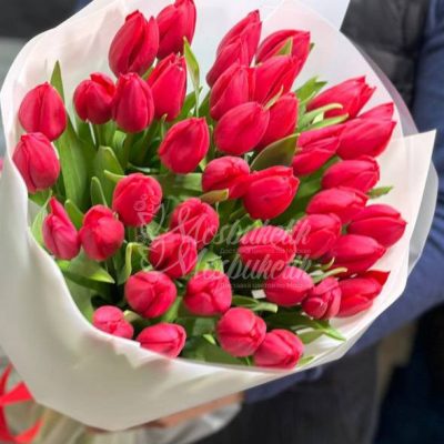 Букет из 45 красных тюльпанов