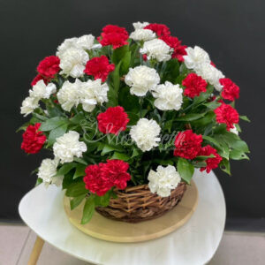 Букет из 51шт гвоздики в корзине