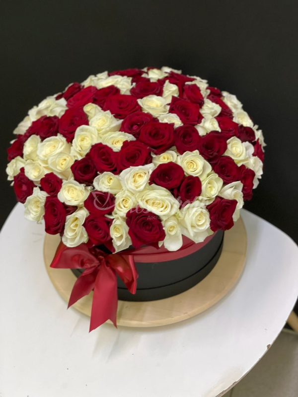 101 микс роз в коробке