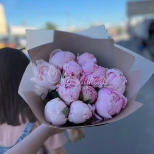 11 розовых пионов