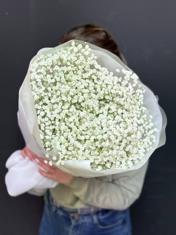 Букет из 9 белых гипсофилы