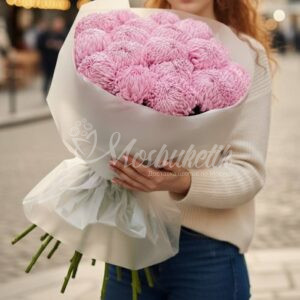 Букет из 21 розовых хризантем