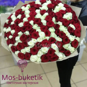 Букет из 101 микс роз 70 см